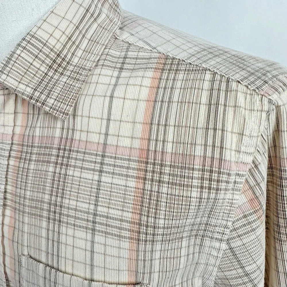 NWT Banana Republic Standard Fit Lightweight Corduroy Shirt MEDIUM‎ Cream Plaid
